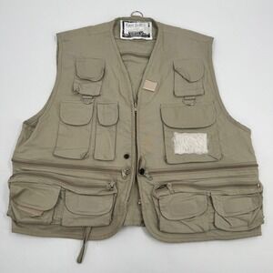 Easy Drifter Utility Vest Tan 100% Cotton Mens XL Fishing Hunting Travel Pockets